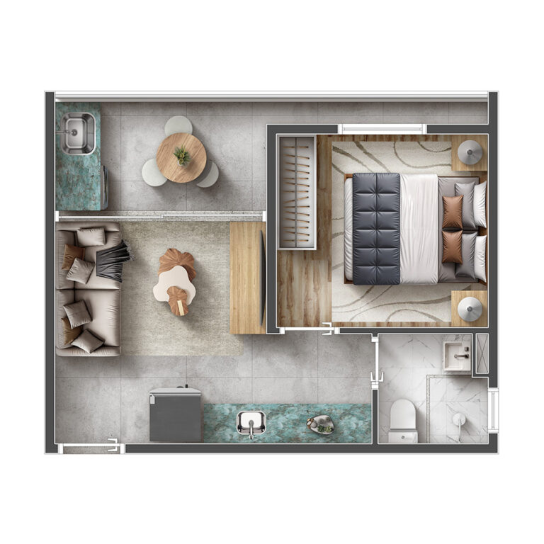 1 Dorm. 30,30 m² (Planta Tipo O)